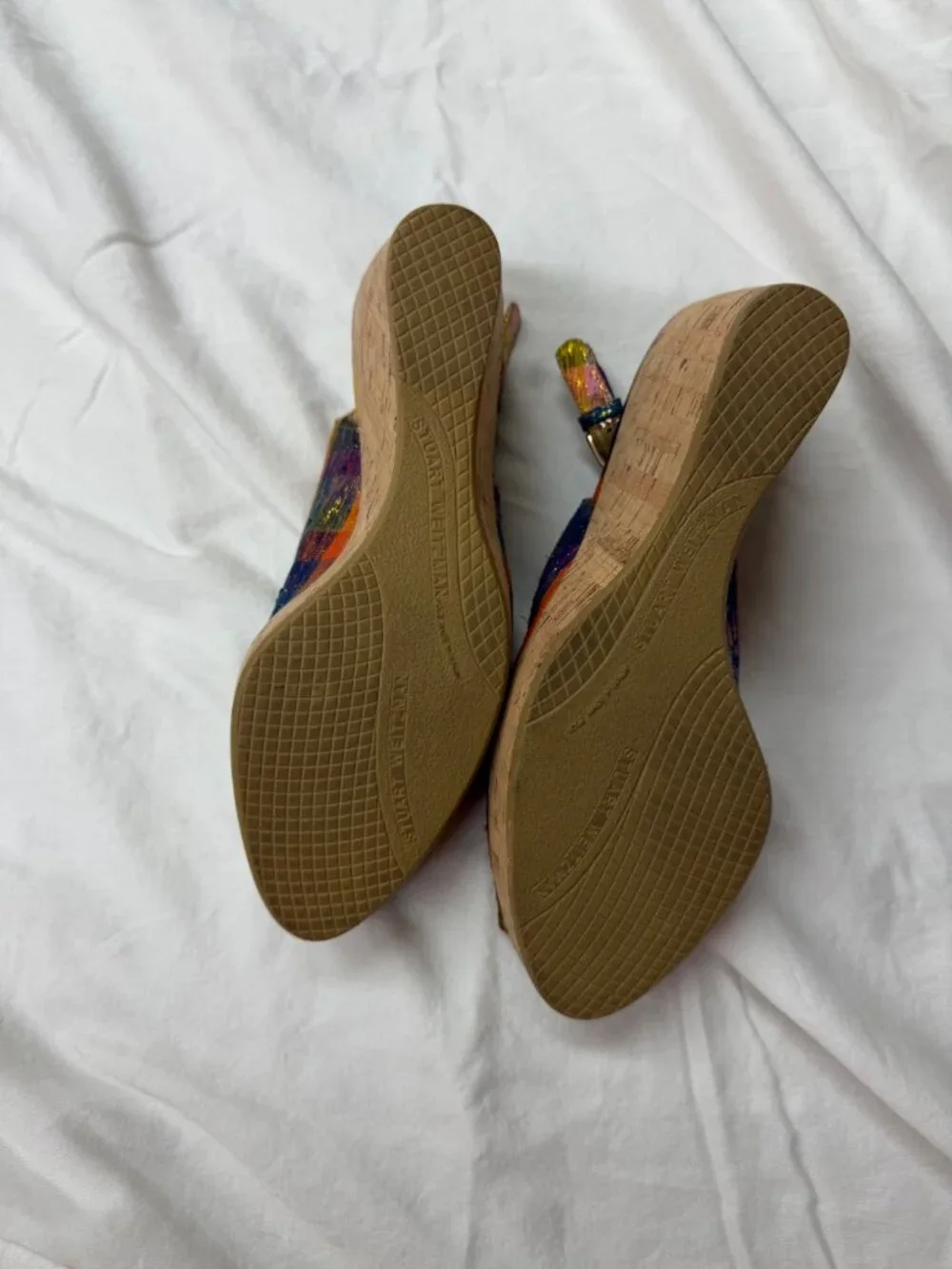 Stuart Weitzman Jean Winsel Tinsel slingback wedges 9.5 - Picture 8 of 8